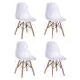 Imagem de Conjunto De Mesa De Jantar Eames Eiffel Redonda 90cm Tampo De Madeira Amêndoa Com 4 Cadeiras Brancas