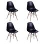 Imagem de Conjunto De Mesa De Jantar Eames Eiffel Redonda 90cm Tampo De Madeira Amêndoa Com 4 Cadeiras Pretas