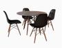 Imagem de Conjunto De Mesa De Jantar Eames Eiffel Redonda 90cm Tampo De Madeira Amêndoa Com 4 Cadeiras Pretas