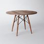 Imagem de Conjunto De Mesa De Jantar Eames Eiffel Redonda 90cm Tampo De Madeira Amêndoa Com 4 Cadeiras Pretas