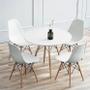 Imagem de Conjunto de Mesa de Jantar Eames Eiffel Redonda 90cm Tampo de Madeira Branco com 4 Cadeiras Brancas