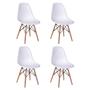 Imagem de Conjunto de Mesa de Jantar Eames Eiffel Redonda 90cm Tampo de Madeira Branco com 4 Cadeiras Brancas