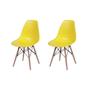 Imagem de Conjunto de Mesa de Jantar Eames Eiffel Redonda 90cm Tampo de Madeira Preto com 2 Cadeiras Amarelas