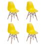 Imagem de Conjunto de Mesa de Jantar Eames Eiffel Redonda 90cm Tampo de Madeira Preto com 4 Cadeiras Amarelas