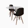 Imagem de Conjunto De Mesa De Jantar Eames Eiffel Redonda 90cm Tampo De Vidro Com 2 Cadeiras Pretas