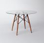 Imagem de Conjunto De Mesa De Jantar Eames Eiffel Redonda 90cm Tampo De Vidro Com 2 Cadeiras Pretas
