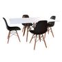 Imagem de Conjunto de Mesa de Jantar Eames Eiffel Retangular 120x75 Tampo de Madeira Branco com 4 Cadeiras Pre