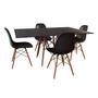 Imagem de Conjunto de Mesa de Jantar Eames Eiffel Retangular 120x75 Tampo de Madeira Preto com 4 Cadeiras Pret