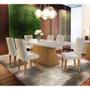Conjunto de Mesa de Jantar Luna I com Vidro e 6 Cadeiras Grécia Veludo Creme e Off White - Modern Imagem de Conjunto de Mesa de Jantar Luna I com Vidro e 6 Cadeiras Grécia Veludo Creme e Off White