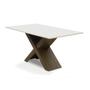 Imagem de Conjunto de Mesa de Jantar Off White Dubai 1,60m MDF com 6 Cadeiras Castanho / Areia