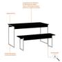Imagem de Conjunto de Mesa de Jantar Retangular com 1 Banco Studio Preto e Branco