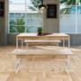 Imagem de Conjunto de Mesa de Jantar Retangular com 2 Bancos Studio Carvalho e Branco