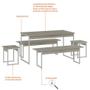 Imagem de Conjunto de Mesa de Jantar Retangular com 4 Bancos Studio Snow e Branco