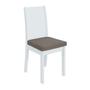 Imagem de Conjunto de Mesa de Jantar Retangular com 4 Cadeiras Athenas Suede Animale Bege e Branco