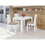 Imagem de Conjunto de Mesa de Jantar Retangular com 4 Cadeiras Athenas Veludo Creme e Branco