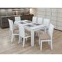 Imagem de Conjunto de Mesa de Jantar Retangular com 6 Cadeiras Athenas Veludo Creme e Branco