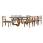 Imagem de Conjunto de Mesa de Jantar Retangular com Tampo de Vidro e 8 Cadeiras Padua Veludo Grafite e Cinamomo Imbuia