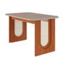 Imagem de Conjunto de Mesa de Jantar Retangular com Tampo de Vidro Off White Letícia e 4 Cadeiras Clarice Linho Bege e Cinamomo