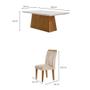 Imagem de Conjunto de Mesa de Jantar Retangular com Tampo de Vidro Off White Luna e 6 Cadeiras Italia Veludo Creme e Imbuia