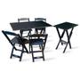 Imagem de Conjunto de Mesa Dobrável 1,10x70 com 4 Cadeiras com Mesa Aparador Tarimatã - Preto