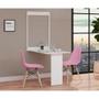 Imagem de Conjunto de Mesa Dobrável Retrátil 100cm Branca com 2 Cadeiras Eiffel - Rosa