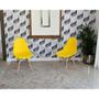 Imagem de Conjunto de Mesa Dobrável Retrátil 1,40 Branco/Noronha Inox + 2 Cadeiras Eiffel - Amarela