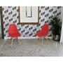 Imagem de Conjunto de Mesa Dobrável Retrátil 1,40 Branco/Noronha Inox + 2 Cadeiras Eiffel - Vermelho