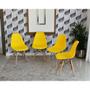 Imagem de Conjunto de Mesa Dobrável Retrátil 1,40 Branco/Noronha Inox + 4 Cadeiras Eiffel - Amarela
