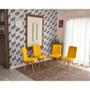 Imagem de Conjunto de Mesa Dobrável Retrátil 1,40 Branco/Noronha Inox + 4 Cadeiras Gomos - Amarela