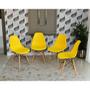 Imagem de Conjunto de Mesa Dobrável Retrátil 1,40 Volpi Inox + 4 Cadeiras Eiffel - Amarela