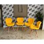 Imagem de Conjunto de Mesa Dobrável Retrátil 1,40 Volpi Inox + 4 Cadeiras Slim - Amarela