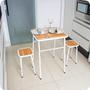 Imagem de Conjunto De Mesa E 2 Bancos Branco Para Cozinha Compacta