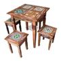 Imagem de Conjunto de Mesa e Bancos Madeira de Demolição com Ladrilho