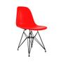 Imagem de Conjunto de Mesa Eames Clips de Ferro Preto Tampo Amêndoa 135x75 6 Cadeiras Preta Assento Vermelho