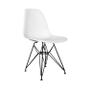 Imagem de Conjunto De Mesa Eames Clips De Ferro Preto Tampo Amêndoa 135x75 6 Cadeiras Pretas Assento Branco