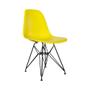 Imagem de Conjunto de Mesa Eames Clips de Ferro Preto Tampo Branco 135x75 6 Cadeiras Preta Assento Amarelo