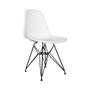 Imagem de Conjunto De Mesa Eames Clips De Ferro Preto Tampo Branco 135x75 6 Cadeiras Preta Assento Branco