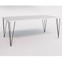 Imagem de Conjunto De Mesa Eames Clips De Ferro Preto Tampo Branco 135x75 6 Cadeiras Preta Assento Preto