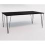 Imagem de Conjunto De Mesa Eames Clips De Ferro Preto Tampo Preto 135x75 6 Cadeiras Ferro Preta Assento Preto