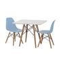 Imagem de Conjunto de Mesa Eames Eiffel Infantil Madeira 68cm Quadrado Branco 2 Cadeiras Azul