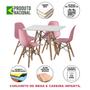 Imagem de Conjunto de Mesa Eames Eiffel Madeira Infantil 68cm Quadrado Branco 4 Cadeiras Rosa