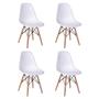 Imagem de Conjunto De Mesa Eames Eiffel Retangular 120x75 Tampo De Madeira Amêndoa Com 4 Cadeiras Brancas