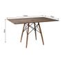 Imagem de Conjunto De Mesa Eames Eiffel Retangular 120x75 Tampo De Madeira Amêndoa Com 4 Cadeiras Brancas