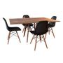 Imagem de Conjunto De Mesa Eames Eiffel Retangular 120x75 Tampo De Madeira Amêndoa Com 4 Cadeiras Pretas