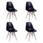 Imagem de Conjunto De Mesa Eames Eiffel Retangular 120x75 Tampo De Madeira Branco Com 4 Cadeiras Pretas