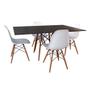 Imagem de Conjunto De Mesa Eames Eiffel Retangular 120x75 Tampo De Madeira Preto Com 4 Cadeiras Brancas