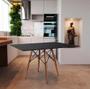 Imagem de Conjunto De Mesa Eames Eiffel Retangular 120x75 Tampo De Madeira Preto Com 4 Cadeiras Brancas