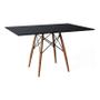 Imagem de Conjunto De Mesa Eames Eiffel Retangular 120x75 Tampo De Madeira Preto Com 4 Cadeiras Pretas