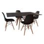 Imagem de Conjunto De Mesa Eames Eiffel Retangular 120x75 Tampo De Madeira Preto Com 4 Cadeiras Pretas