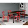 Imagem de Conjunto de Mesa Elen Retangular Tampo de Madeira 140x80cm Amêndoa com 4 Cadeiras Katrina Vermelha A